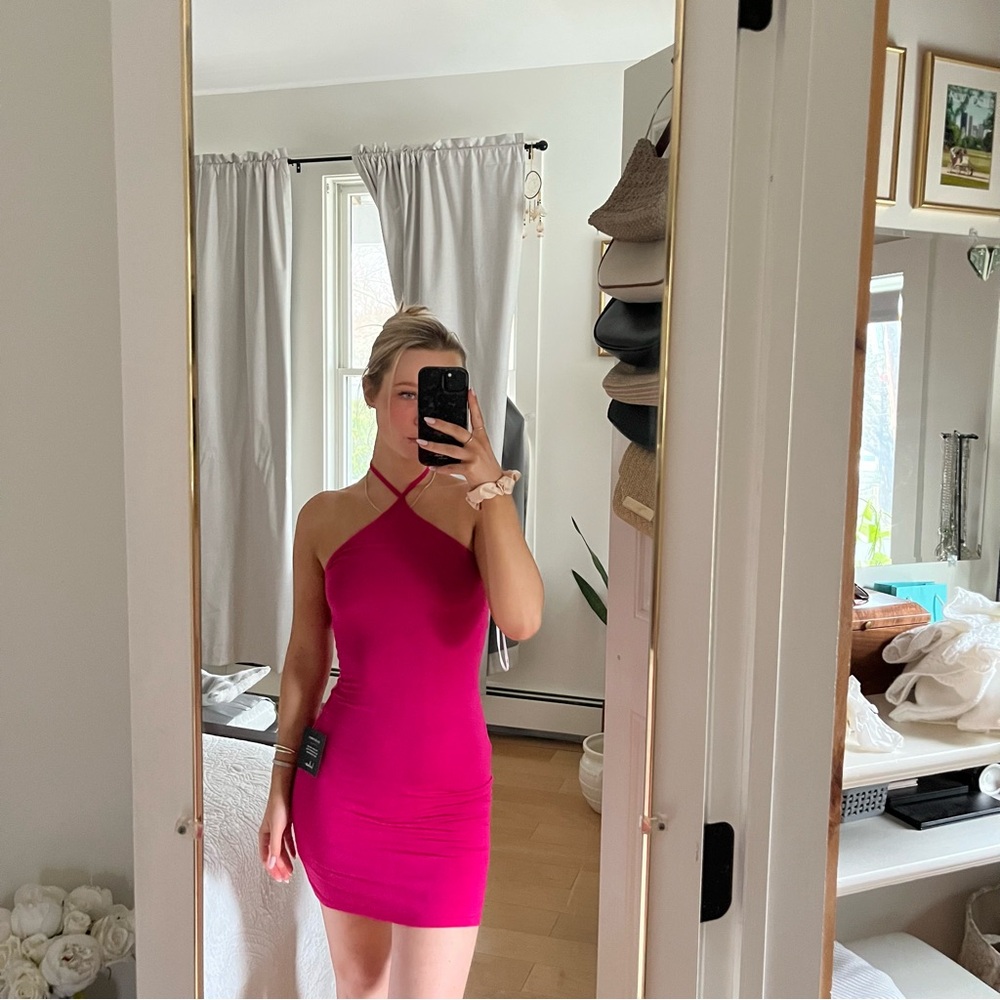 Pink Halter Neck Dress lulus
